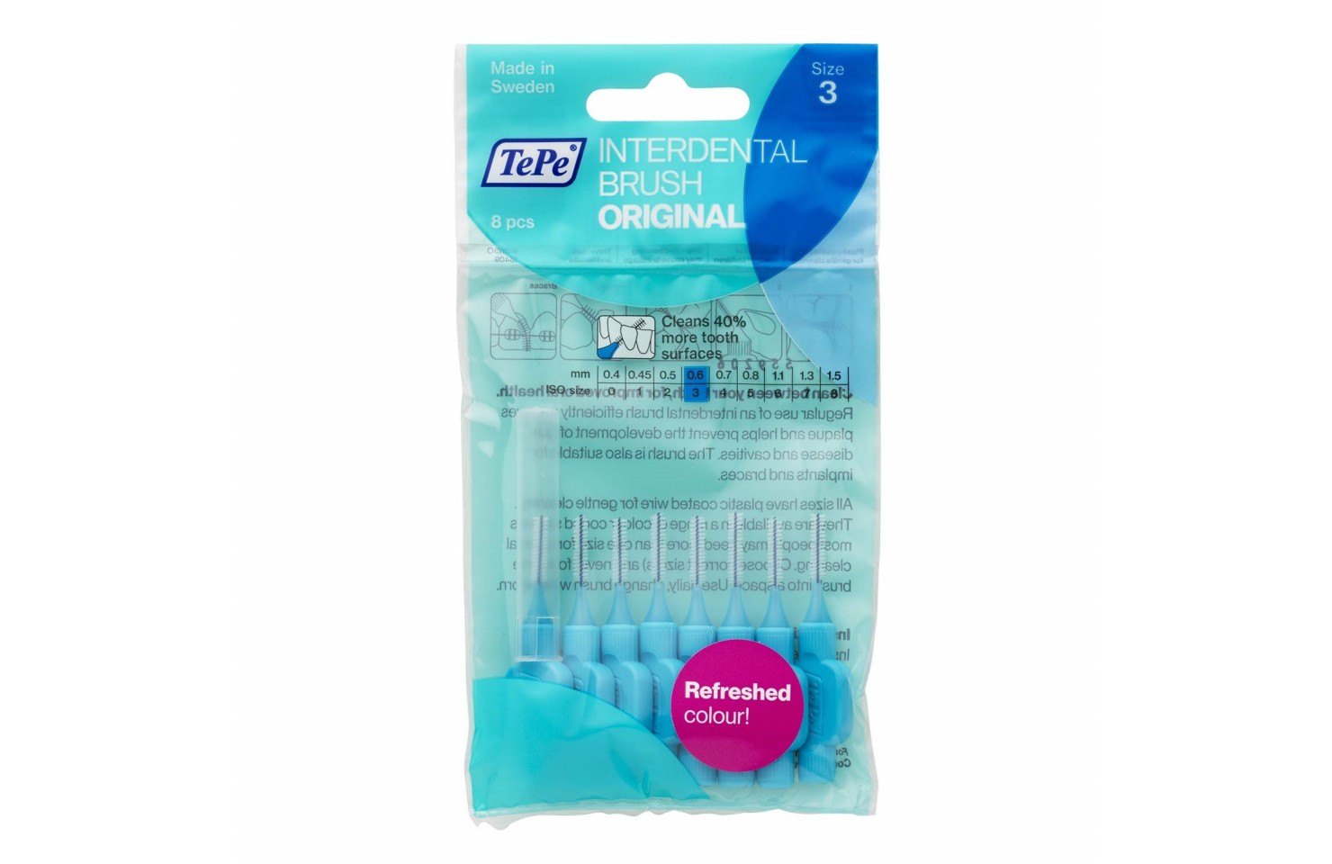 0.6 MM TePe Arayüz Fırçası MAVİ (8'li paket)