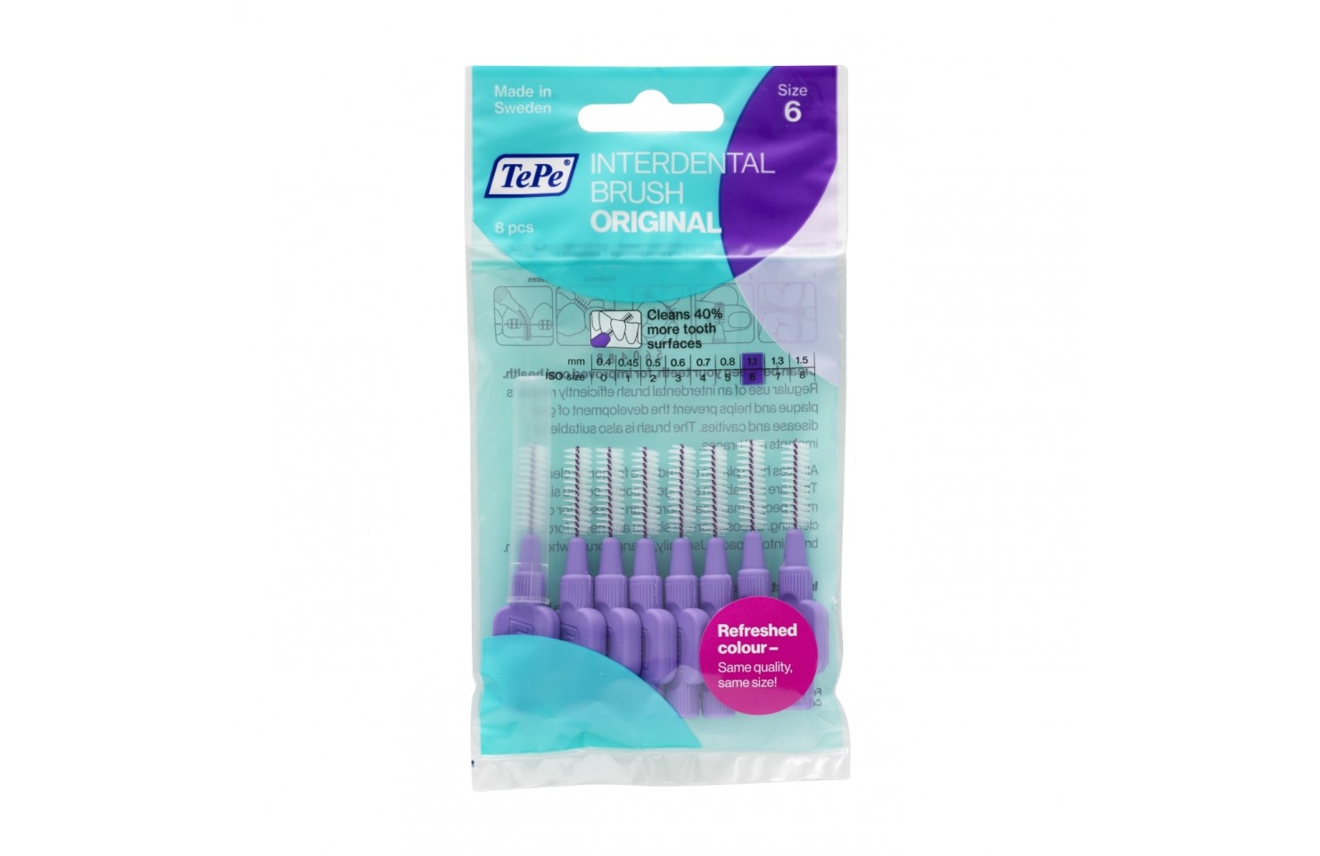 1.1 MM TePe Arayüz Fırçası MOR (8'li paket)