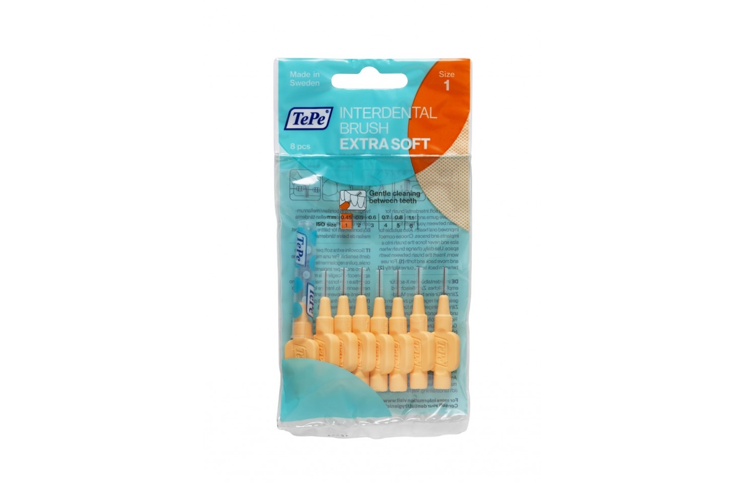 0.45 MM TePe Extra Arayüz Fırçası TURUNCU (8'li paket)