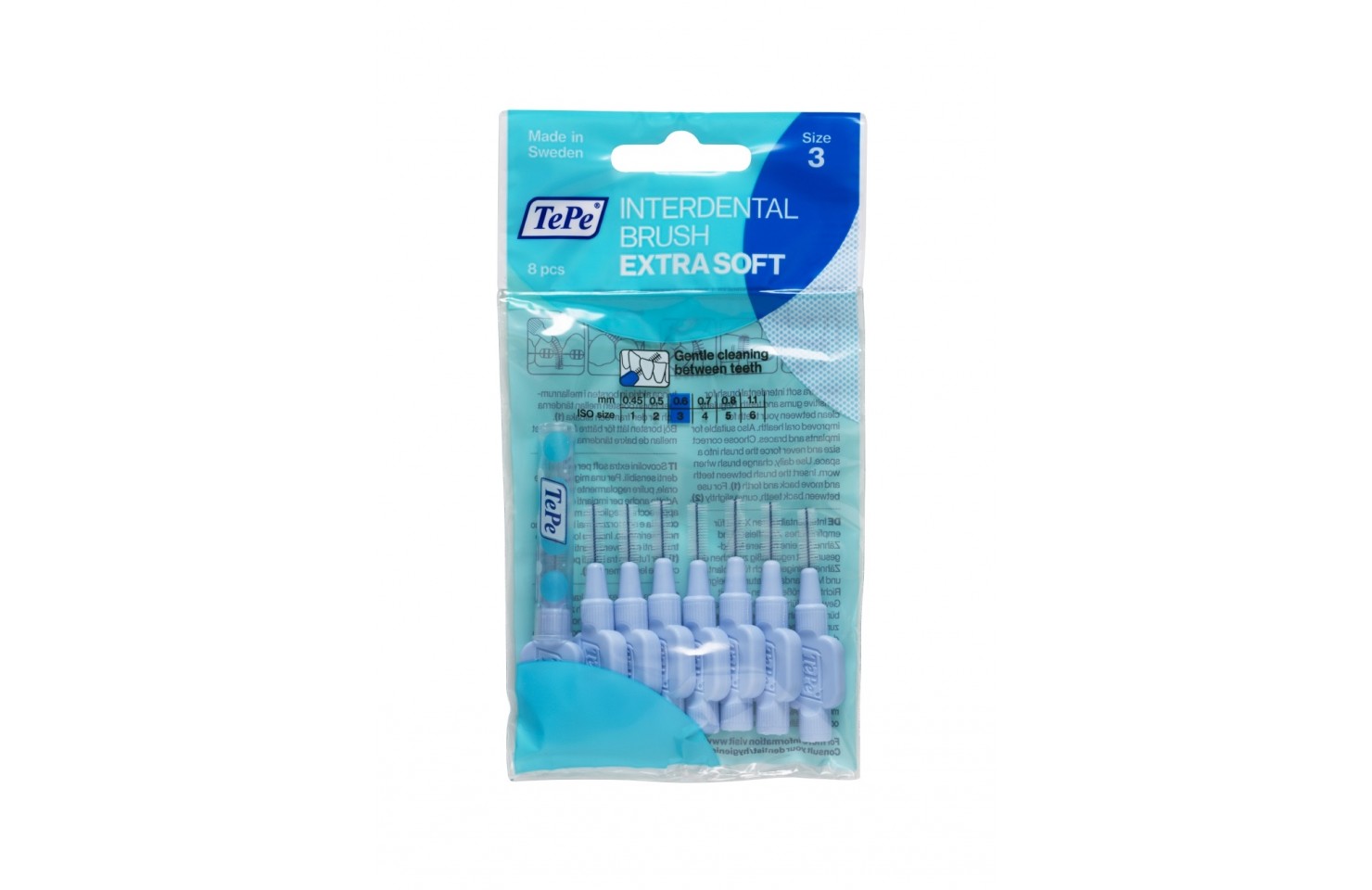 0.6 MM TePe Extra Arayüz Fırçası MAVİ (8'li paket)