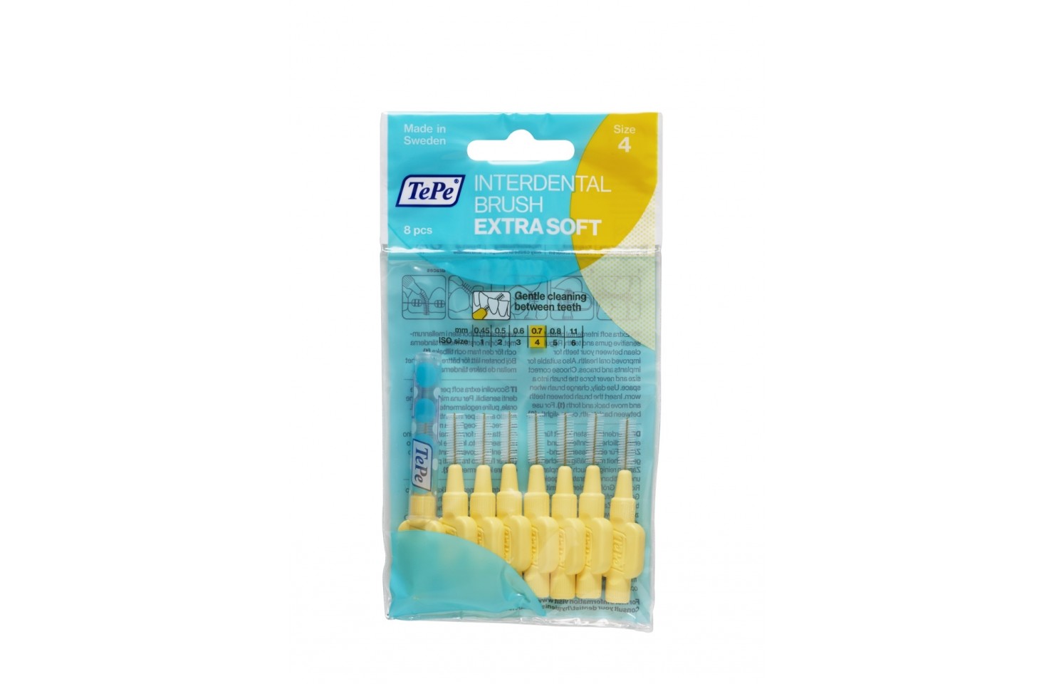 0.7 MM TePe Extra Arayüz Fırçası SARI (8'li paket)